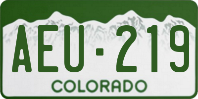 CO license plate AEU219