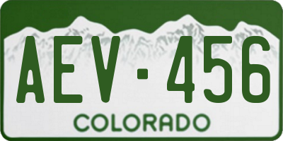 CO license plate AEV456