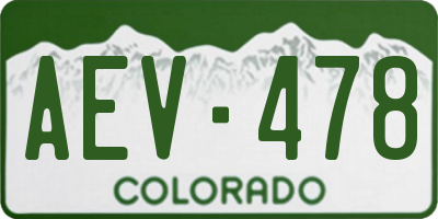 CO license plate AEV478