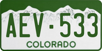 CO license plate AEV533