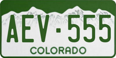 CO license plate AEV555