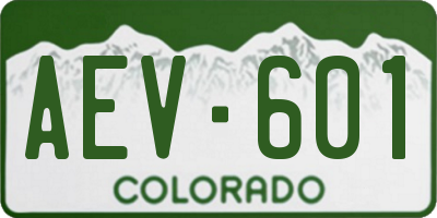 CO license plate AEV601