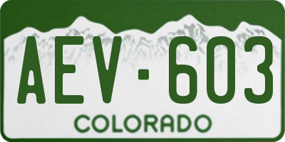 CO license plate AEV603