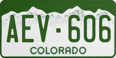 CO license plate AEV606