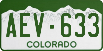 CO license plate AEV633