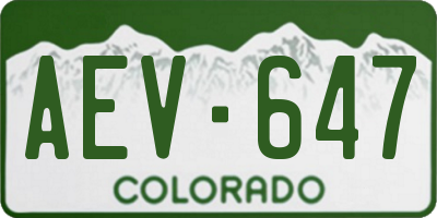 CO license plate AEV647