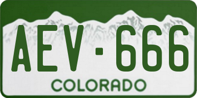CO license plate AEV666