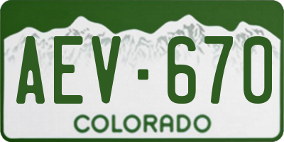 CO license plate AEV670