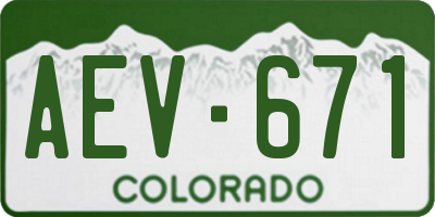 CO license plate AEV671