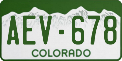 CO license plate AEV678