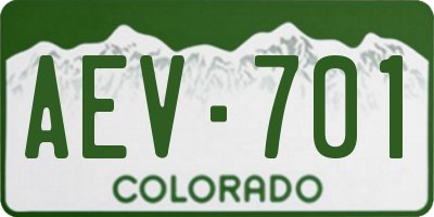 CO license plate AEV701