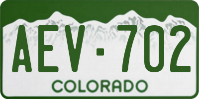CO license plate AEV702