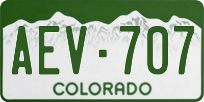CO license plate AEV707
