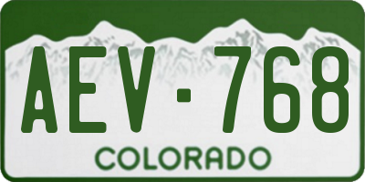 CO license plate AEV768