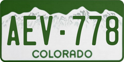 CO license plate AEV778