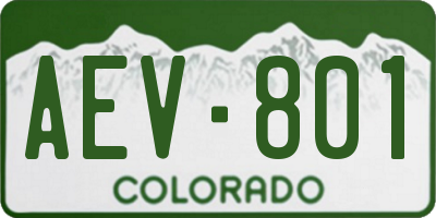 CO license plate AEV801