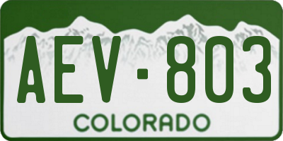 CO license plate AEV803