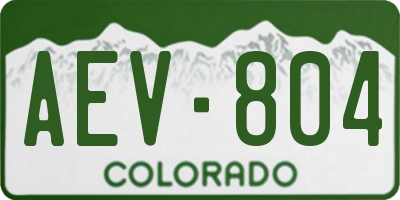 CO license plate AEV804