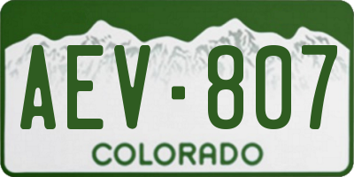 CO license plate AEV807
