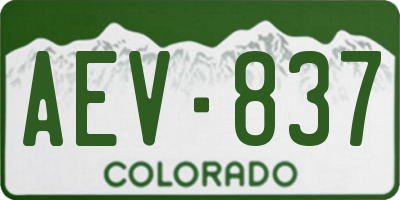 CO license plate AEV837