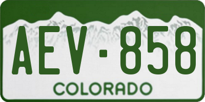 CO license plate AEV858