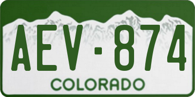 CO license plate AEV874