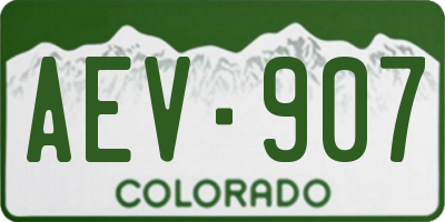 CO license plate AEV907