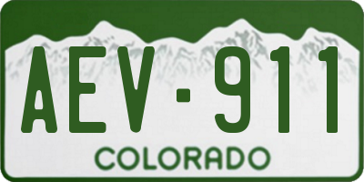 CO license plate AEV911
