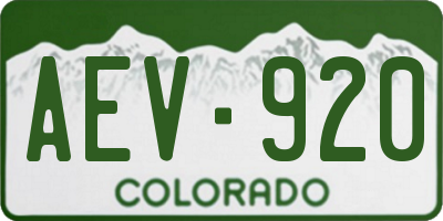 CO license plate AEV920