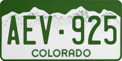 CO license plate AEV925