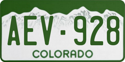 CO license plate AEV928