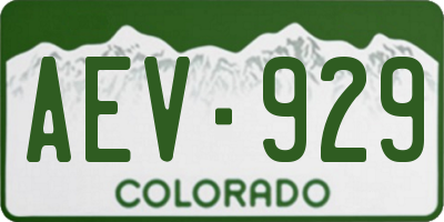 CO license plate AEV929