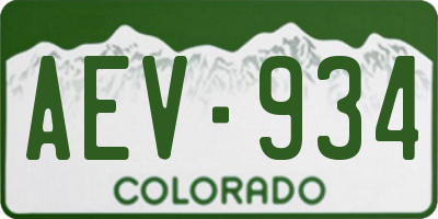 CO license plate AEV934