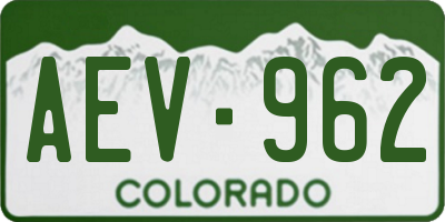 CO license plate AEV962