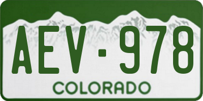CO license plate AEV978