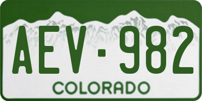 CO license plate AEV982