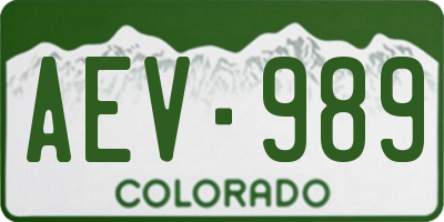 CO license plate AEV989
