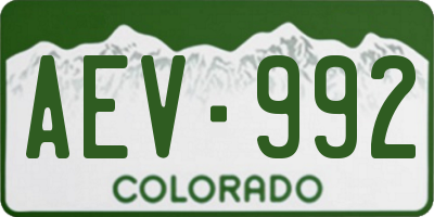 CO license plate AEV992