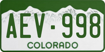 CO license plate AEV998