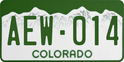 CO license plate AEW014