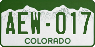 CO license plate AEW017