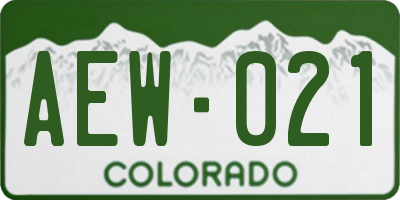 CO license plate AEW021