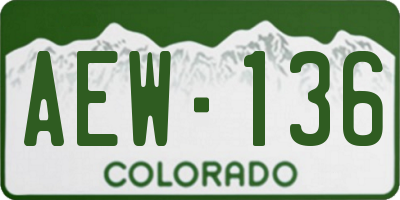 CO license plate AEW136
