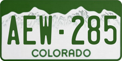 CO license plate AEW285