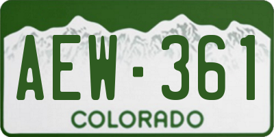 CO license plate AEW361