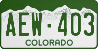 CO license plate AEW403