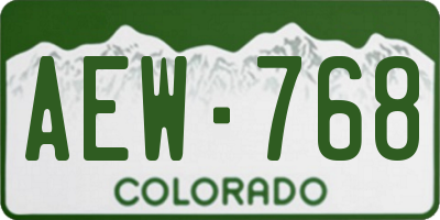 CO license plate AEW768