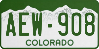 CO license plate AEW908