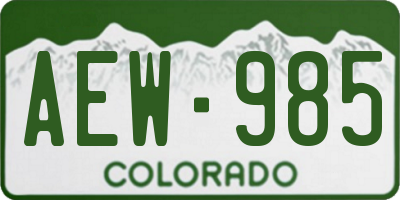 CO license plate AEW985