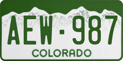 CO license plate AEW987